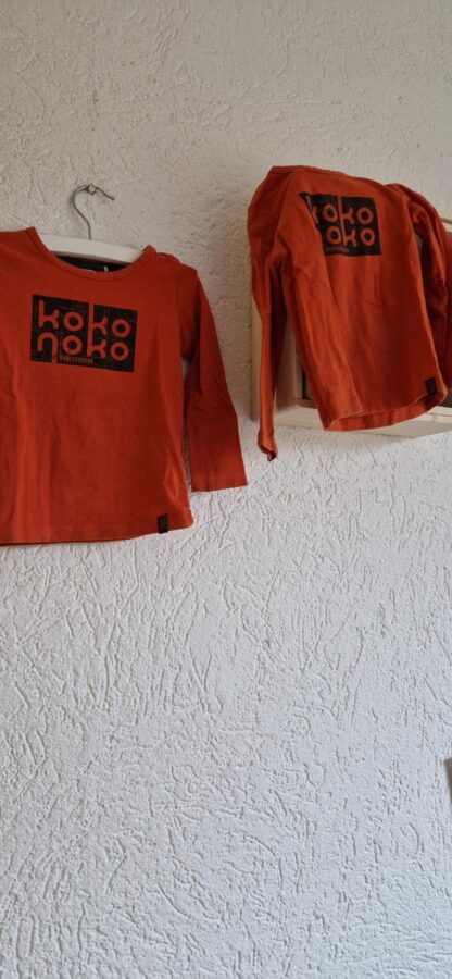 080 86 – Koko Noko shirts tweeling oranje print (1224mixbak) - Afbeelding 4