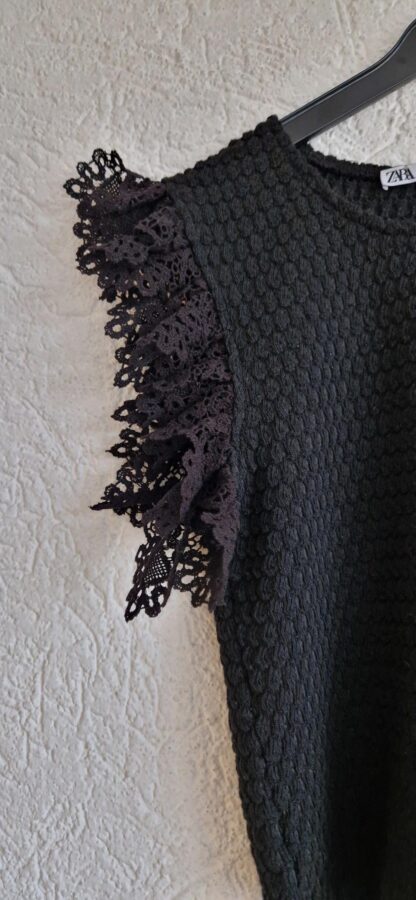 XS (S) - Zara truitje zwart broderie mouw (1224did3) - Afbeelding 3