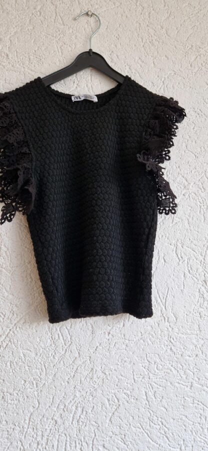XS (S) - Zara truitje zwart broderie mouw (1224did3) - Afbeelding 5