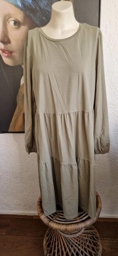 M - C&A jurk khaki travelstof (0125hat)
