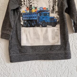 086 - H&M sweater grijs print (0125hat)