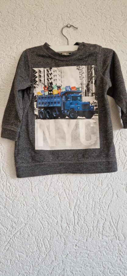 086 - H&M sweater grijs print (0125hat)