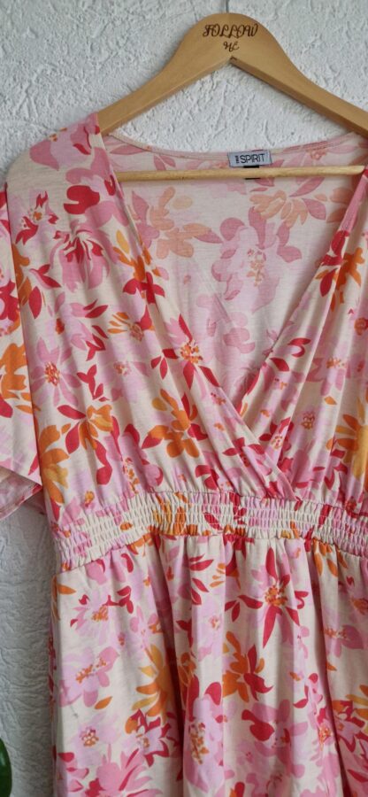 L/XL - True Spirit jurk bloemen roze oranje (0125kel2) - Afbeelding 4
