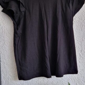 M - Amisu zwart shirt ruche mouw (0125kel1)