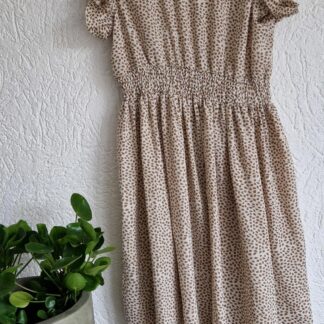 L - Shein jurk beige wit (0125kel2)