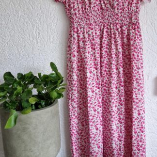 L - Shein jurk roze bloementjes (0125kel2)