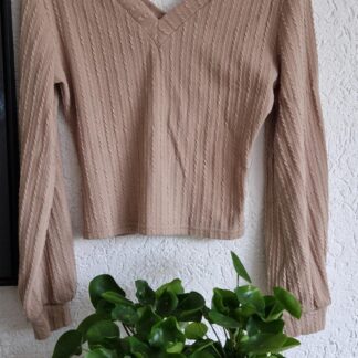 L - Shein truitje v-hals beige (0125kel3)