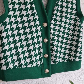 M -Shein mouwloos vest wit groen (0125kel3)