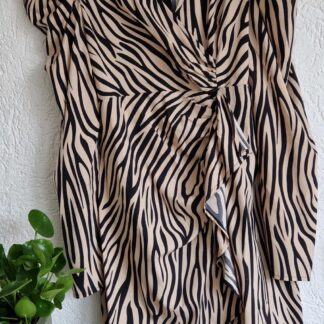 L -Shein jurk strepen beige zwart (0125kel3)