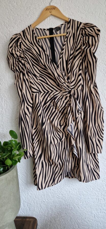 L -Shein jurk strepen beige zwart (0125kel3)