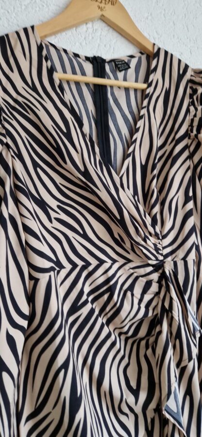 L -Shein jurk strepen beige zwart (0125kel3) - Afbeelding 3