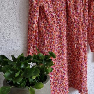 L - Pageone jurk bloementjes oranje roze (0125kel3)