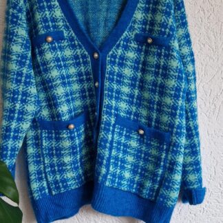 M - Grupo Inditex vest blauw groen als nieuw (0225ros1)