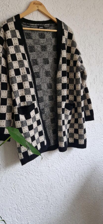 M/L - Only vest zwart wit ruit (0225ros3)