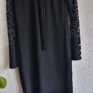 M - New Collection jurkje zwart met kant (0225ros2)