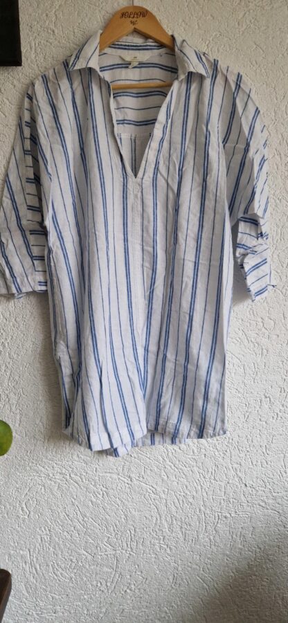 S (oversized) - H&M blousejurk streep linnen (0225ros2) - Afbeelding 3