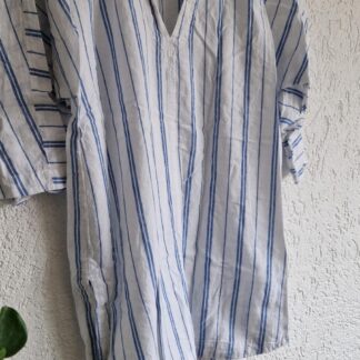 S (oversized) - H&M blousejurk streep linnen (0225ros2)