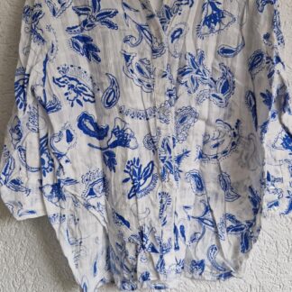 L - Zara blouse blauw wit (0225ros5)