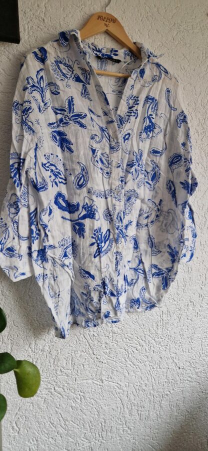 L - Zara blouse blauw wit (0225ros5) - Afbeelding 3