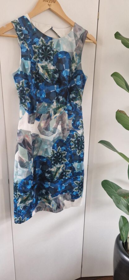 36 - H&M jurk jurk wit blauw groen nieuw (0225may1)