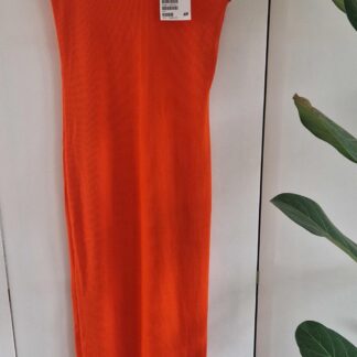 36 - H&M stretchjurk oranje nieuw (0225may1)