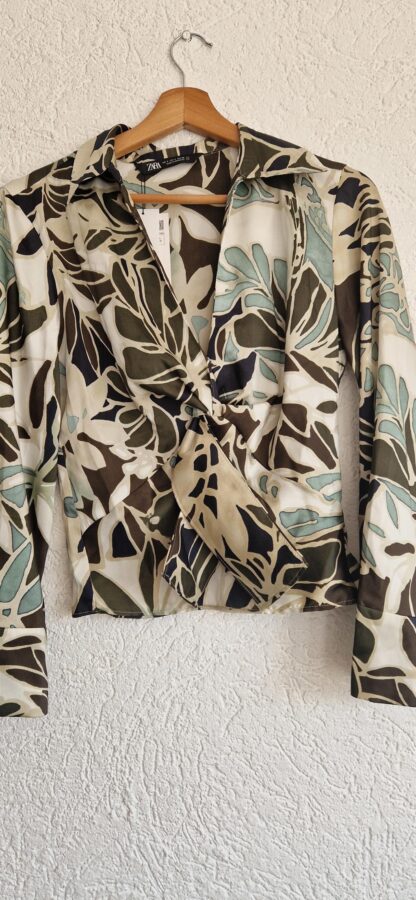S - Zara blouse groen patroon nieuw (0325may1)