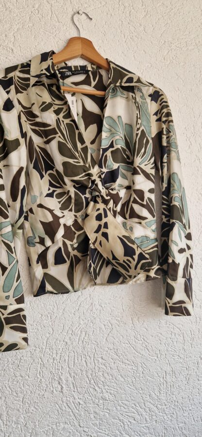 S - Zara blouse groen patroon nieuw (0325may1) - Afbeelding 3