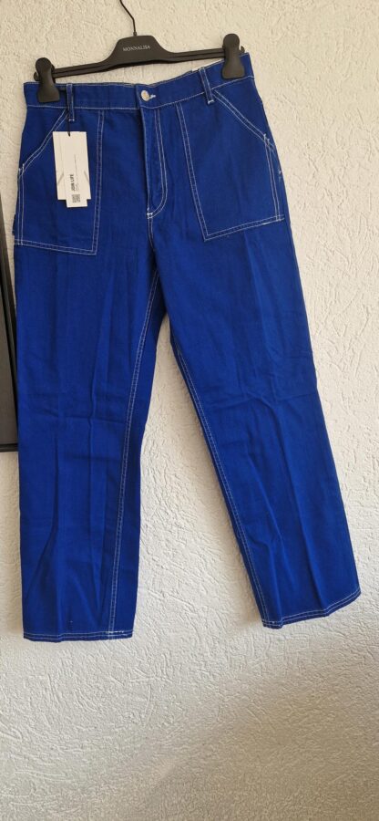 38 - Zara broek blauw barrel leg high-rise nieuw (0325may1)