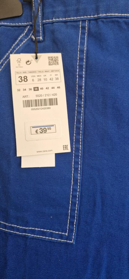 38 - Zara broek blauw barrel leg high-rise nieuw (0325may1) - Afbeelding 4