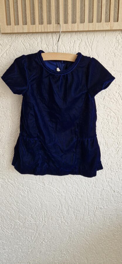 074 - H&M jurk blauw velvet (0325nic) - Afbeelding 2