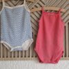 062 68 - Hema romper roze/blauw wit (0325nic)