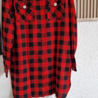 46 - Silvian Heach blouse geblokt rood zwart (0325meg3)