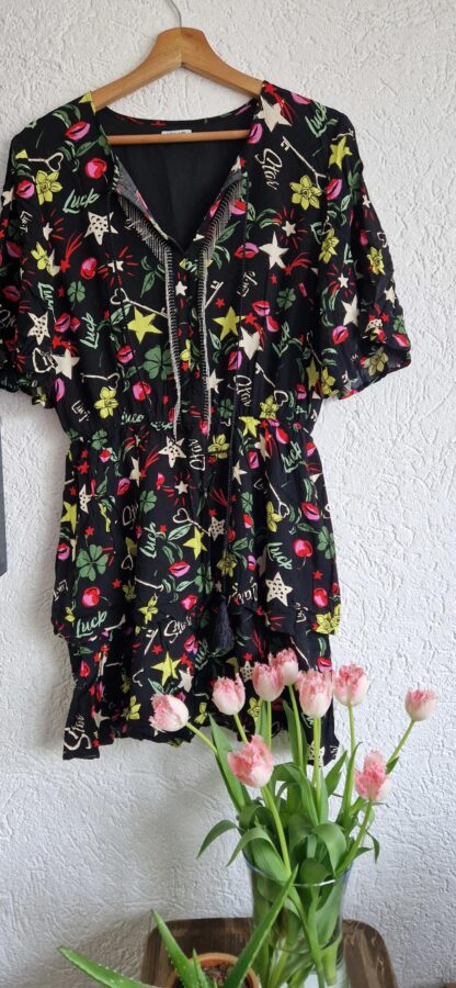 M - Liu Jo jurk zwart print viscose (0425meg5)