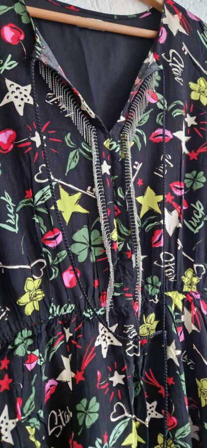 M - Liu Jo jurk zwart print viscose (0425meg5) - Afbeelding 4