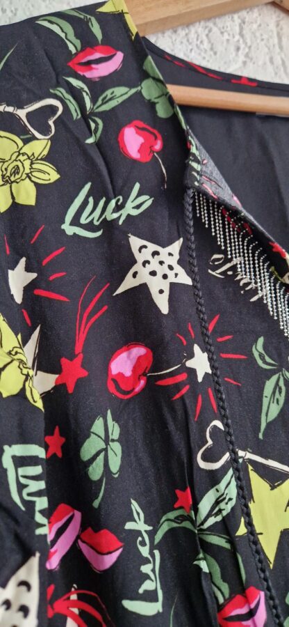 M - Liu Jo jurk zwart print viscose (0425meg5) - Afbeelding 6