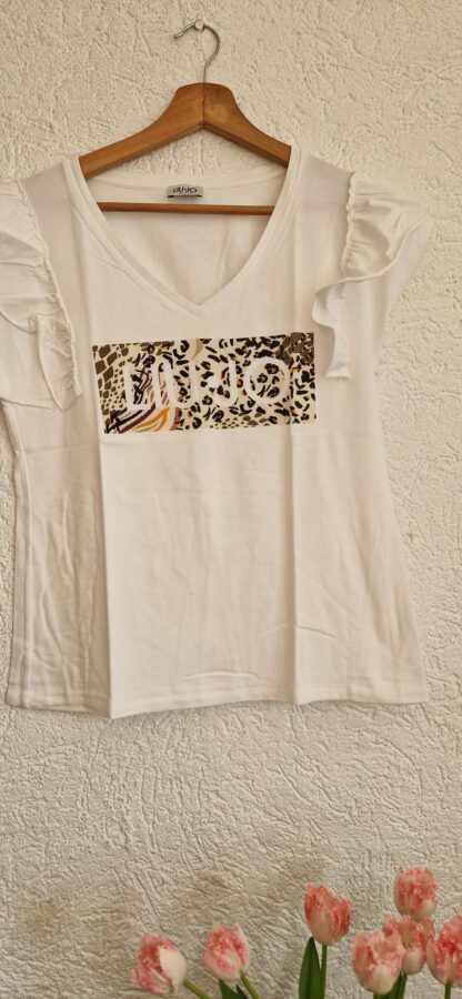 S/M - Liu Jo shirt wit print in steentjes (0525meg5)