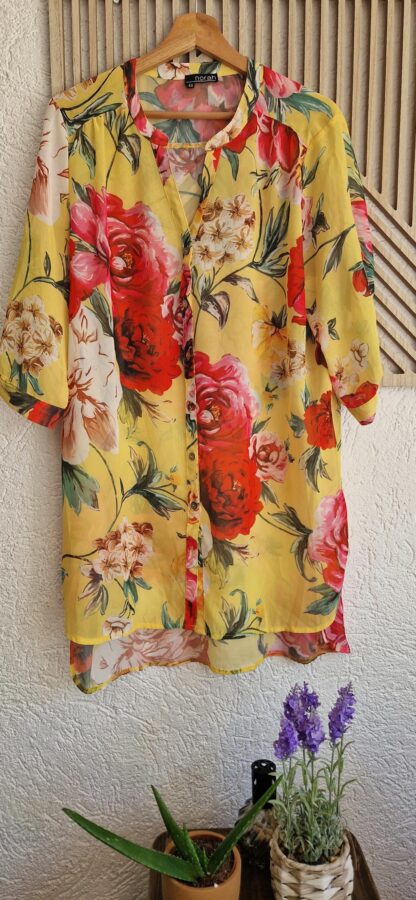 44 - Norah lange blouse geel bloemen (0525kh)