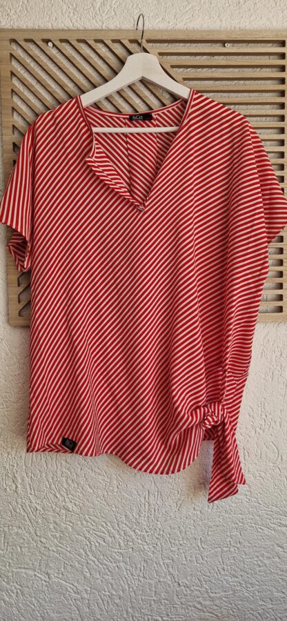 XXL - & Co Woman blouse rood wit streep (0525kh)