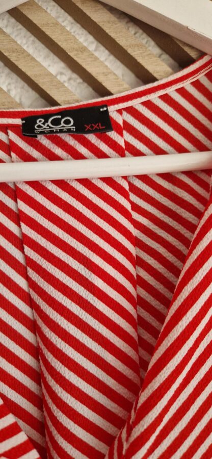 XXL - & Co Woman blouse rood wit streep (0525kh) - Afbeelding 5
