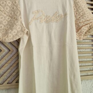 158 - Pinko shirt roomwit mouwtje broderie (0525meg7)