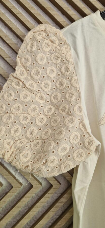 158 - Pinko shirt roomwit mouwtje broderie (0525meg7) - Afbeelding 4