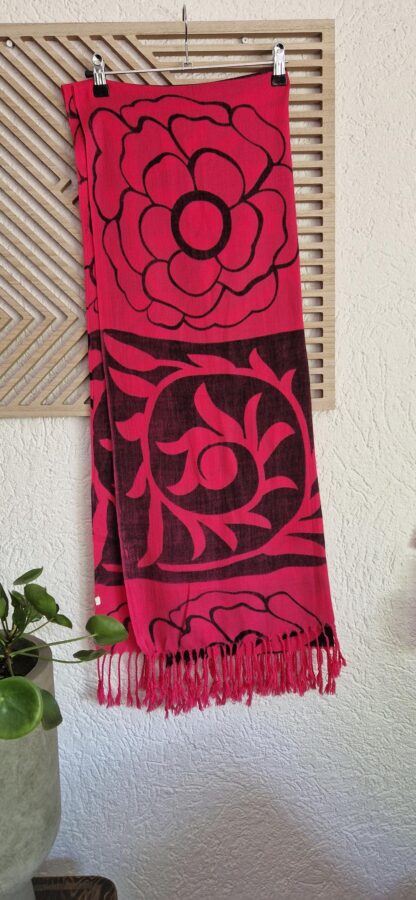 Roze sjaal met print (0525meg7)