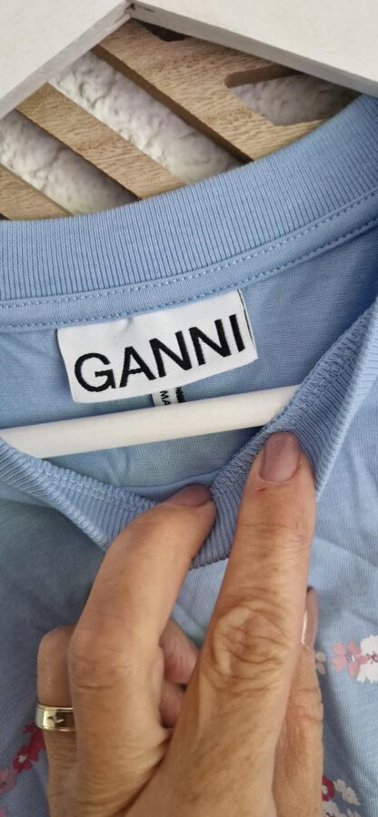 S - Ganni shirt lichtblauw print (0525meg7) - Afbeelding 4