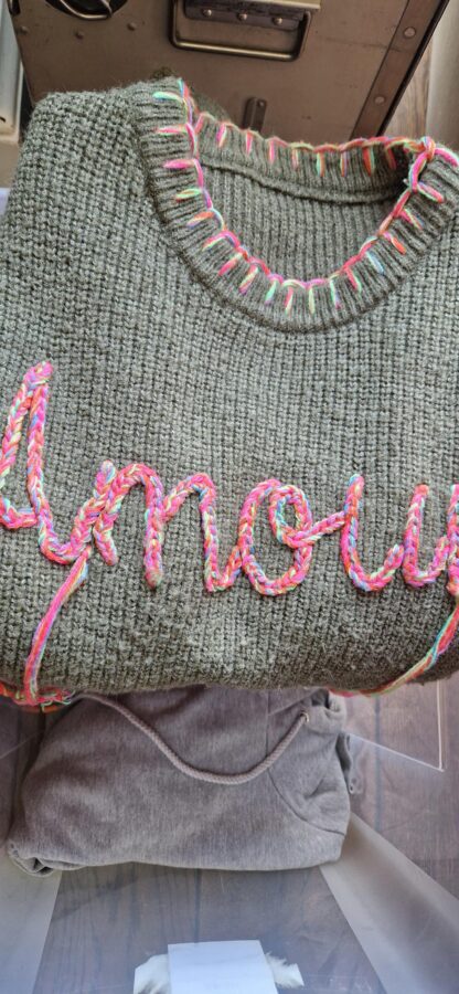 M - Trui groen amour (0525sh4) - Afbeelding 2