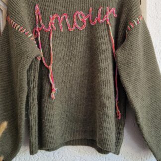 M - Trui groen amour (0525sh4)