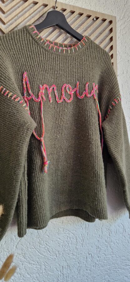 M - Trui groen amour (0525sh4) - Afbeelding 4