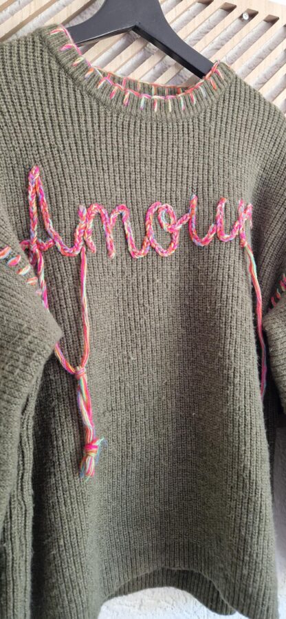 M - Trui groen amour (0525sh4) - Afbeelding 5