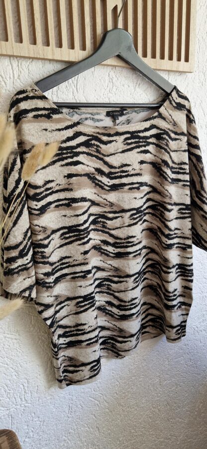 S - G-Maxx shirt zwart beige print (0525sh3) - Afbeelding 3