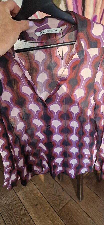 M - Zara blouse paars roze nieuw (0525may1) - Afbeelding 4