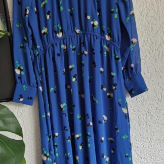 38 - H&M jurk blauw print groen beige zwart (0525bak)
